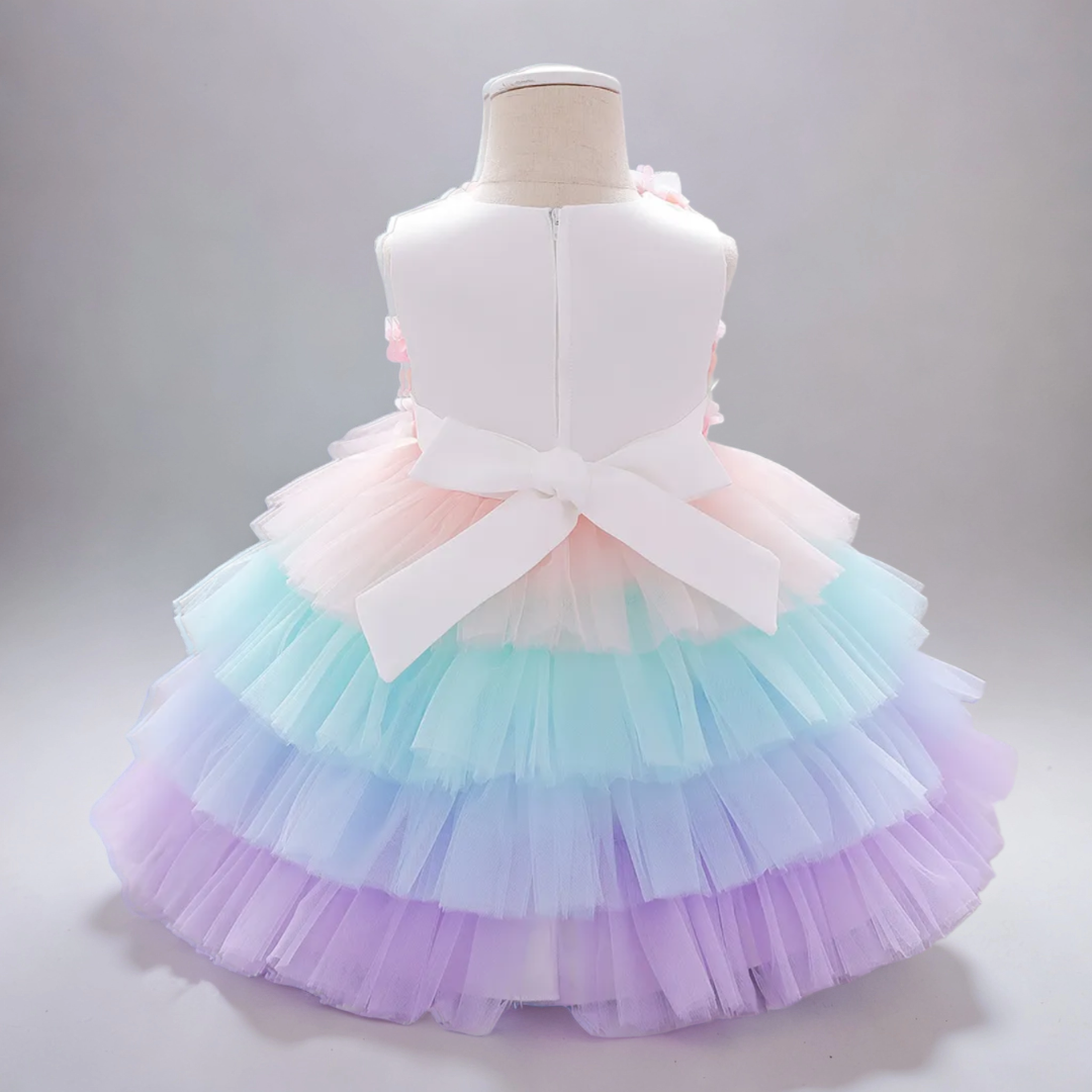 Girl's Rainbow Pleated Princess Dress
