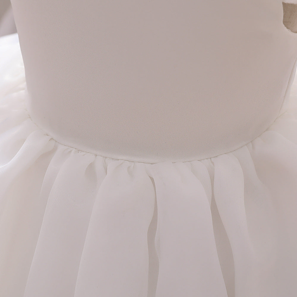 Chiffon Baptism Dress for Baby Girls - Perfect for Special Occasions - White