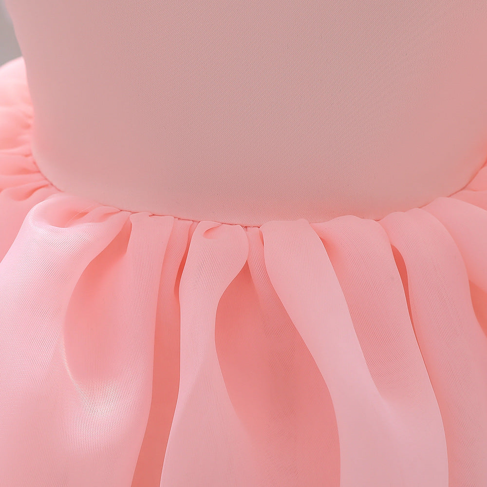 Chiffon Baptism Dress for Baby Girls - Perfect for Special Occasions - Pink