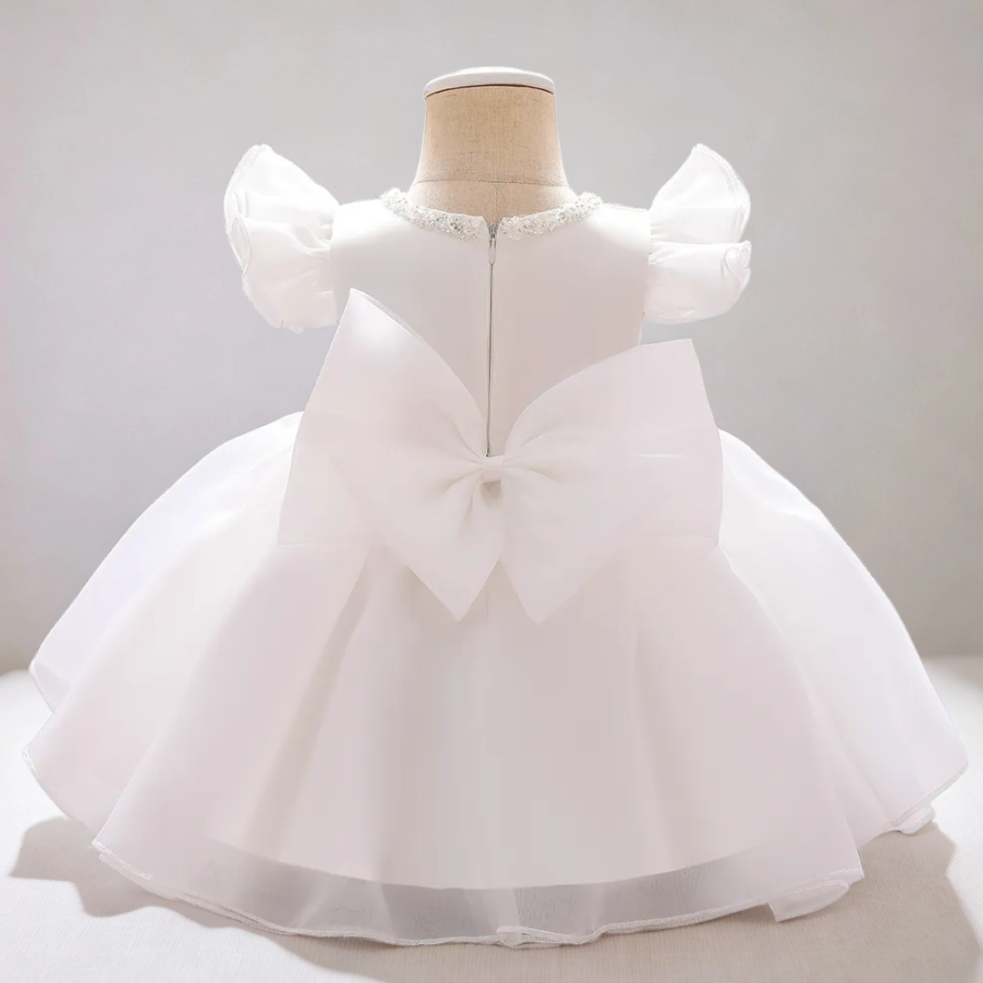 Chiffon Baptism Dress for Baby Girls - Perfect for Special Occasions - White