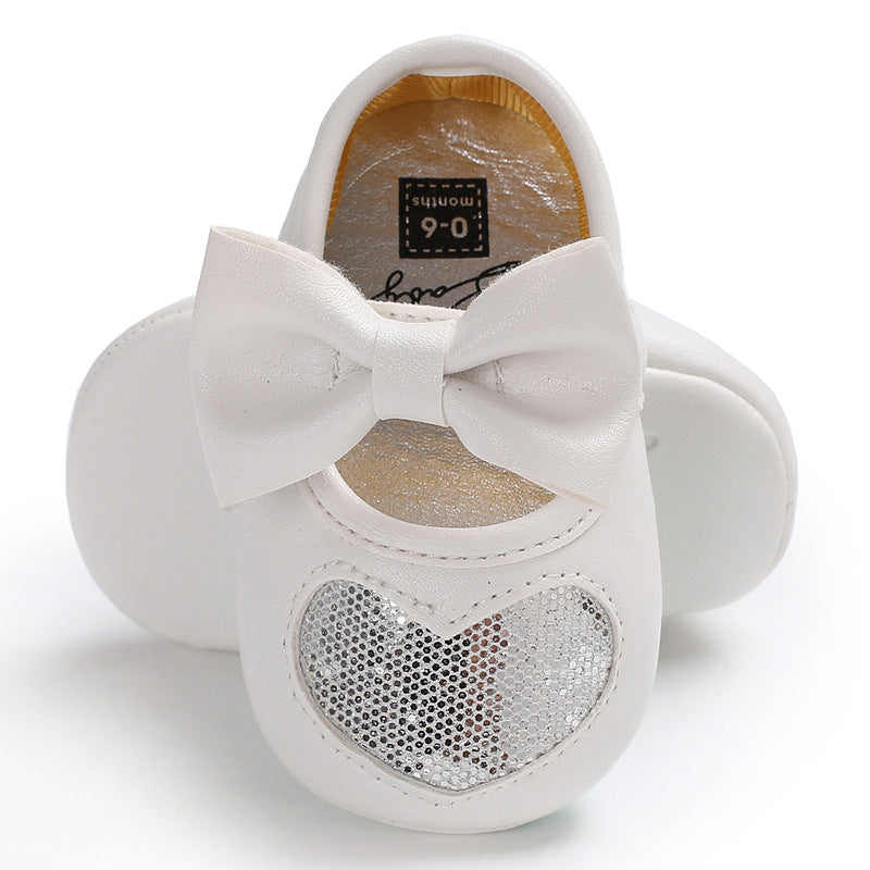 Princess party Silver heart pattern girl shoes