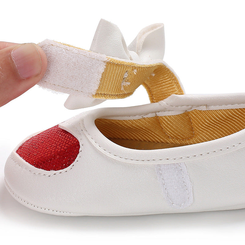 Princess party red-heart pattern girl shoes