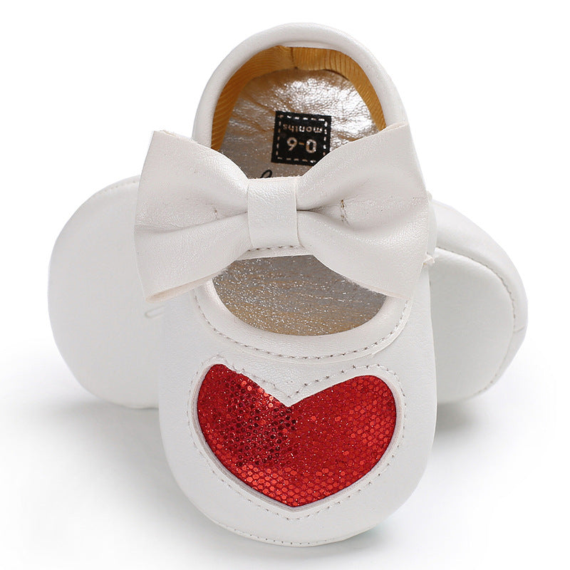 Princess party red-heart pattern girl shoes