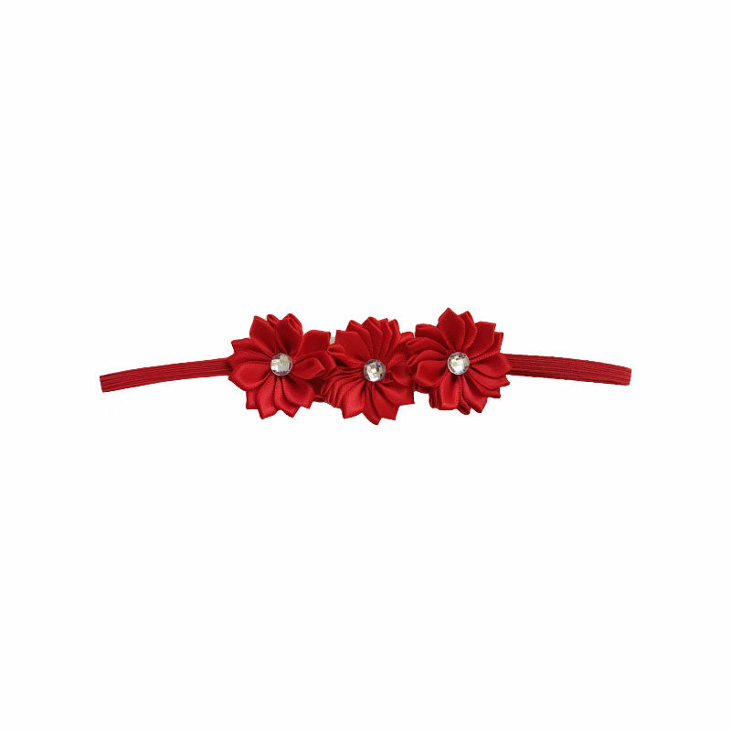 Red flower bow headband