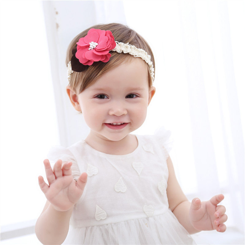 Wedding Birthday or Special Function Toddler Baby Girl Pink and Black Flower Headband