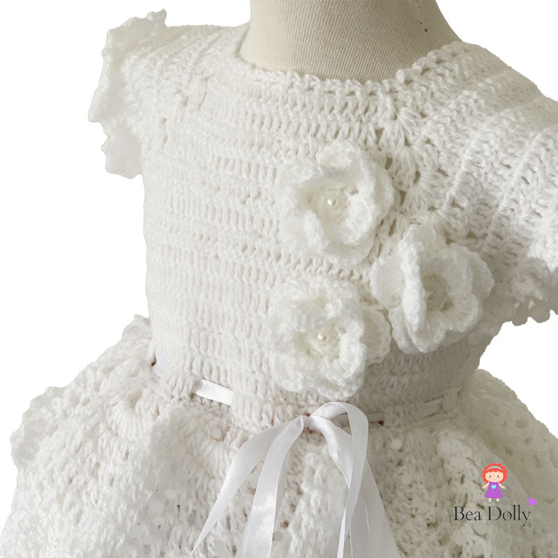 Woolen Petals Crochet Dress