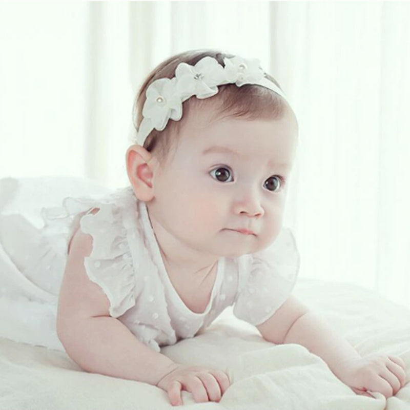 Wedding Birthday or Special Function Toddler Baby Girl White Flower Headband